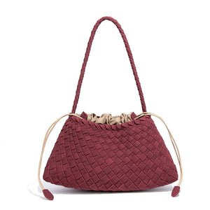 Matte Handwoven Leather Shoulder Handbag