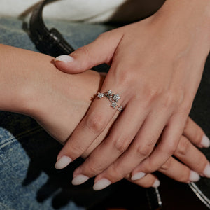 Five Star Moissanite Pave Stacking Open Ring
