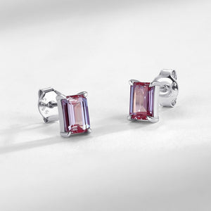Tiny Geometric Cut Alexandrite Stud Earrings
