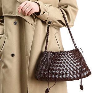 Artisanal Weave Leather Shoulder Handbag