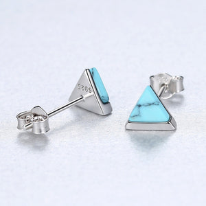 Small Triangle Natural Turquoise Stud Earrings