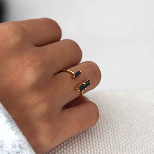 Double Black Baguette CZ Stacking Open Ring