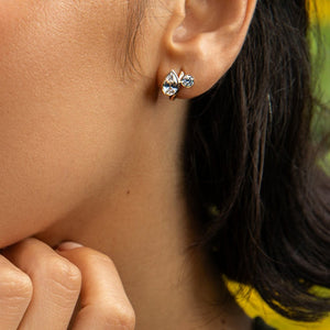 Asymmetric Geometric CZ Open Hoop Earrings