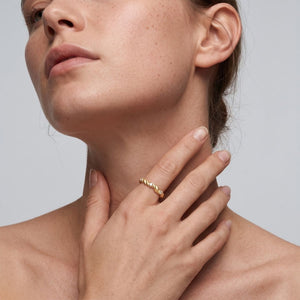 Dainty Gold Brushed Twist Rope CZ Band Ring