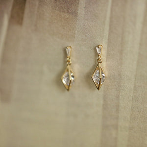 Geometric Rhombus Stone Drop Stud Earrings