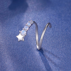 Gradient Opal Star Spiral Open Hoop Earrings