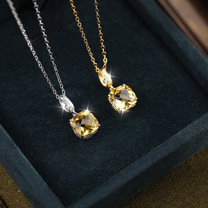 Minimalist Cushion Gemstone Charm Necklace