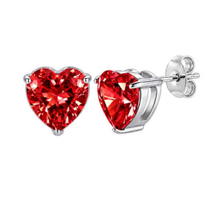 Classic Colorful Heart Birthstone Stud Earrings