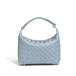 Convertible Woven Leather Hobo Handbag