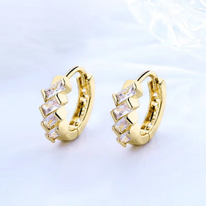 Staggered Baguette Moissanite Hoop Earrings