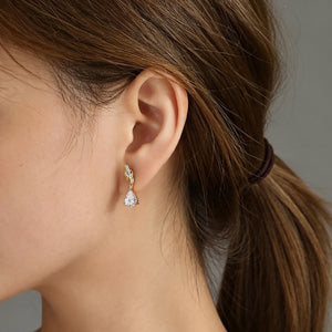 Elegant Love Knot Pear CZ Drop Stud Earrings