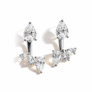 Four Pear Cut Moissanite Ear Jacket Earrings