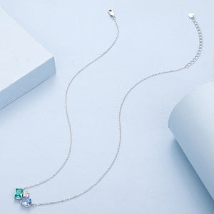 Geometric Triple CZ Cluster Pendant Necklace