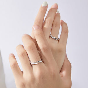 Twisted Wave CZ Couple Matching Open Ring