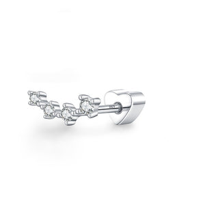 Four Moissanite Cluster Curved Stud Earrings