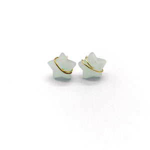 Natural Crystal Stone Star Wire Stud Earrings