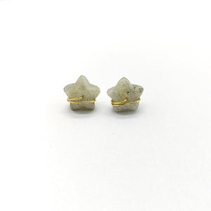 Natural Crystal Stone Star Wire Stud Earrings
