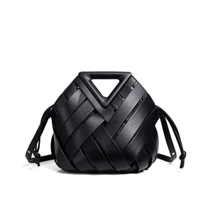 HandWoven Leather Rhombus Bucket Handbag
