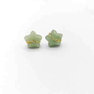 Natural Crystal Stone Star Wire Stud Earrings