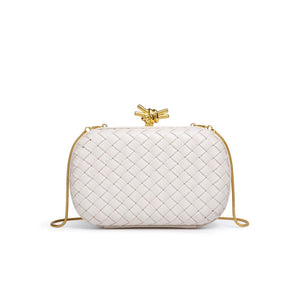 Bolso de mano con nudo de cuero tejido a mano