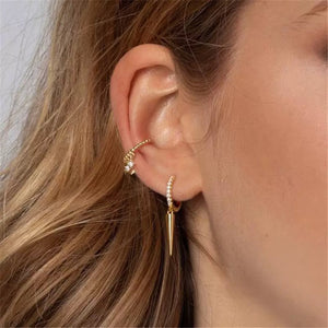 Dainty Punk Spike Drop Huggie Hoop Earrings