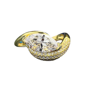 Asymmetric Marquise Bypass Cocktail Ring