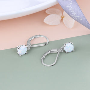 Classic Cushion-Cut Opal Drop Hoop Earrings