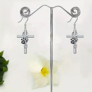 Infinity Knot Paw Cross Dangle Drop Earrings