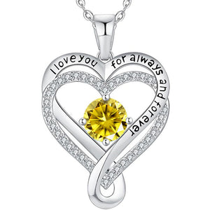 Custom Birthstone Double Heart Charm Necklace