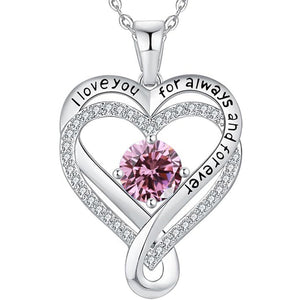 Custom Birthstone Double Heart Charm Necklace