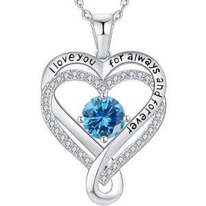 Custom Birthstone Double Heart Charm Necklace