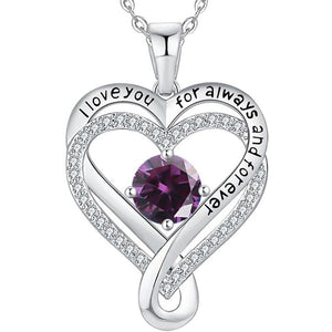 Custom Birthstone Double Heart Charm Necklace