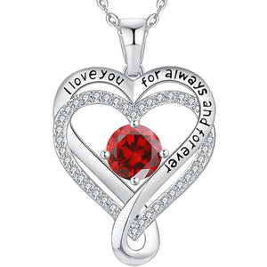 Custom Birthstone Double Heart Charm Necklace