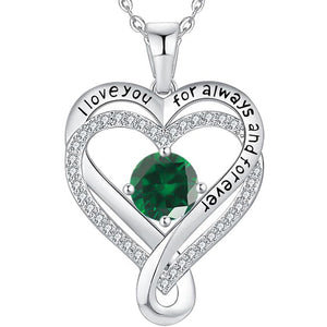 Custom Birthstone Double Heart Charm Necklace