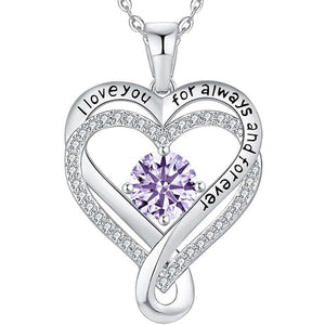 Custom Birthstone Double Heart Charm Necklace