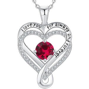 Custom Birthstone Double Heart Charm Necklace