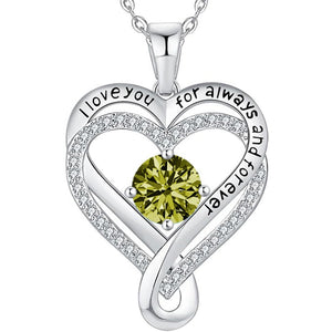 Custom Birthstone Double Heart Charm Necklace
