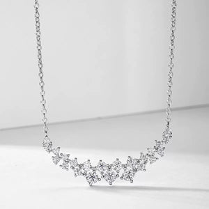 Curved Tiara Cluster Moissanite Bar Necklace