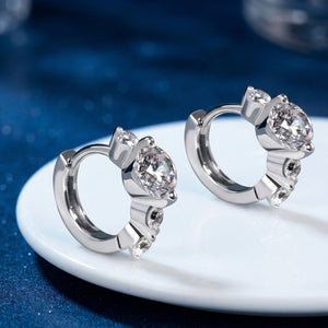 Moissanite Graduated Cluster Hoop Earrings