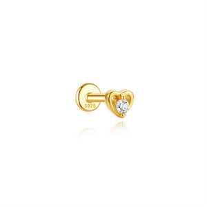 Romantic Crystal Heart Flat Back Stud Earrings