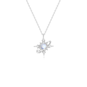 Moonstone Saturn North Star Pendant Necklace