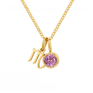Custom Zodiac Birthstone Pendant Necklace