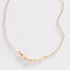 Dainty CZ Opal Asymmetric Ball Chain Necklace