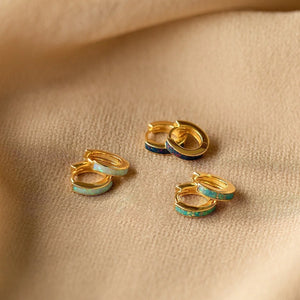 Dainty Gradient Opal Huggie Hoop Earrings