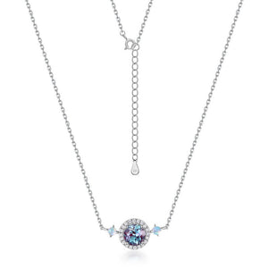 Alexandrite Halo White Opal Choker Necklace