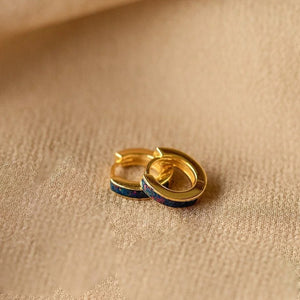 Dainty Gradient Opal Huggie Hoop Earrings