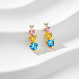 Rainbow Heart Gradient Crystal Drop Earrings