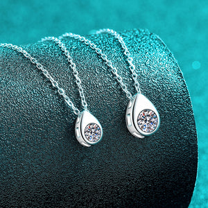 Teardrop Bezel Moissanite Solitaire Necklace