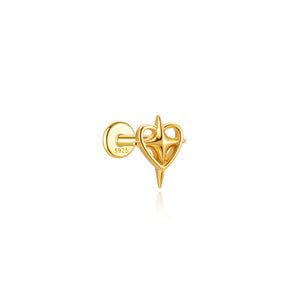 Celestial Starburst Heart Flat Back Stud Earrings