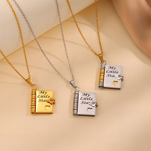 Dainty Daughter Book Love Heart Necklace